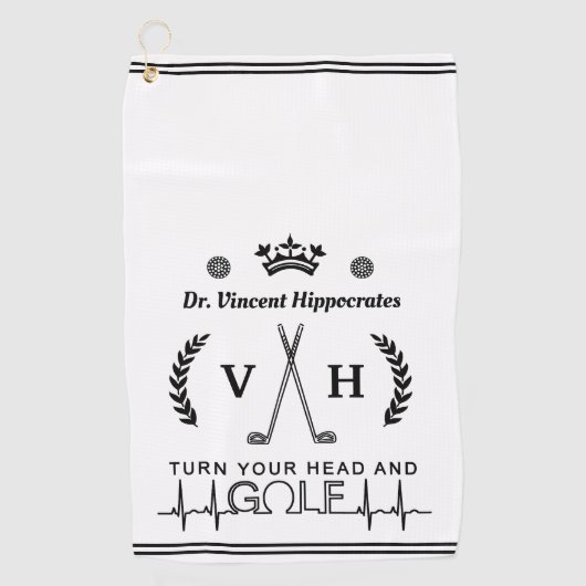 医師おもしろい名パーソナライズされたモノグラム ゴルフタオル (正面)