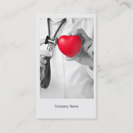 医師およびハート名刺テンプレート 名刺 (正面)