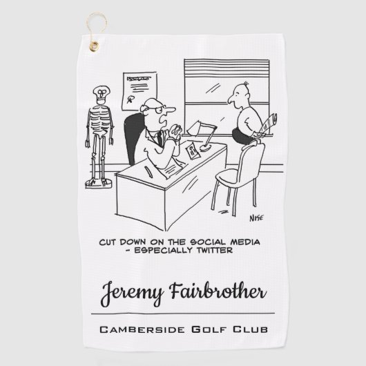 医師がソーシャルメディ保アから遠くに患者に伝える ゴルフタオル (正面)