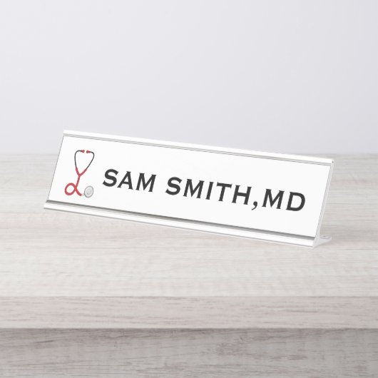 医師とナースのために。医療用聴診器。 デスクネームプレート (正面)