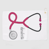 医師とナース向けピンク医療聴診器 ゴルフタオル (横)