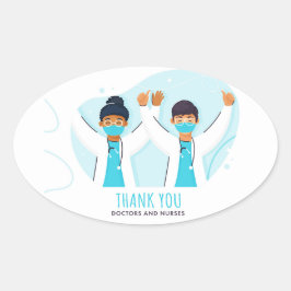 医師とナース 楕円形シール