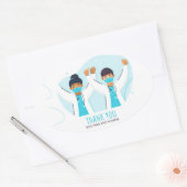 医師とナース 楕円形シール (封筒)