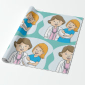 医師とベビー包装紙 ラッピングペーパー (アンロールド)