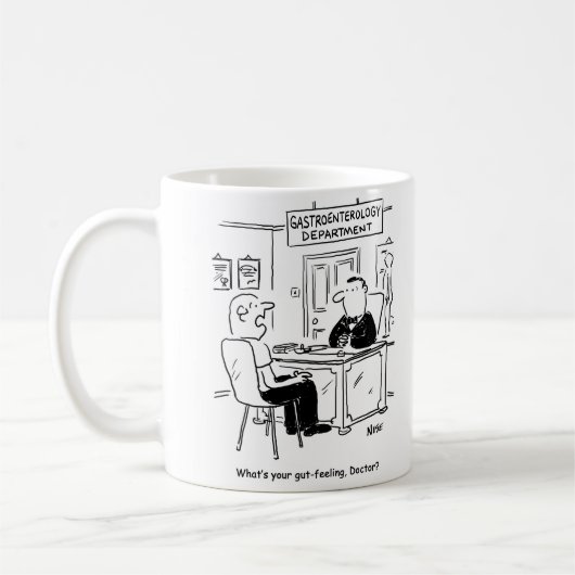 医師と医師の手術の患者 – 腸感じの コーヒーマグカップ (左)