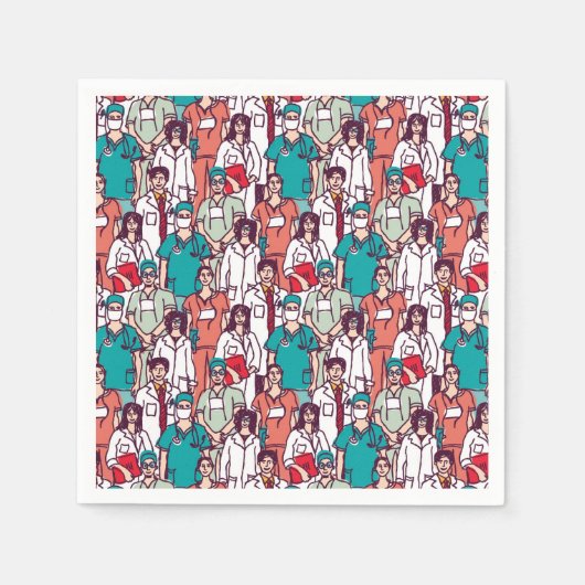 医師と外科医のパターン スタンダードカクテルナプキン (正面)