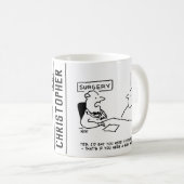 医師と患者の太り過ぎ肥満相撲の漫画 コーヒーマグカップ (正面右)