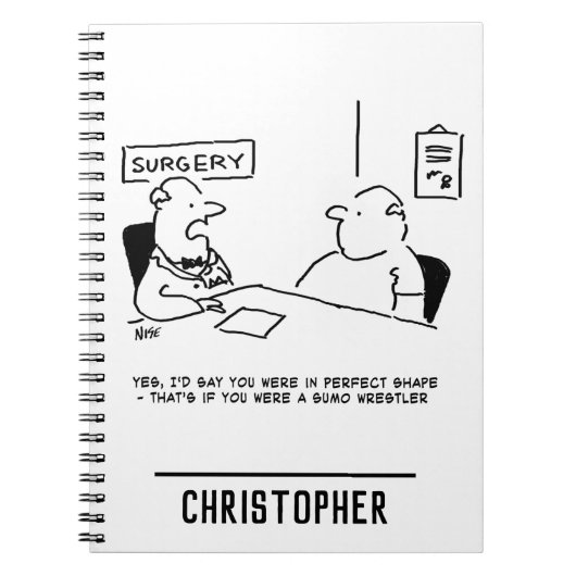 医師と患者の太り過ぎ肥満相撲の漫画 ノートブック (正面)