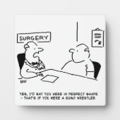 医師と患者の太り過ぎ肥満相撲の漫画 フォトプラーク (正面)