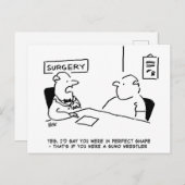 医師と患者の太り過ぎ肥満相撲の漫画 ポストカード (正面/裏面)