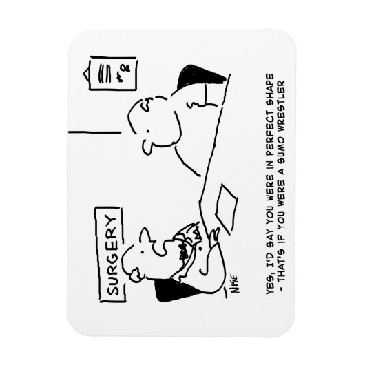 医師と患者の太り過ぎ肥満相撲の漫画 マグネット (縦)