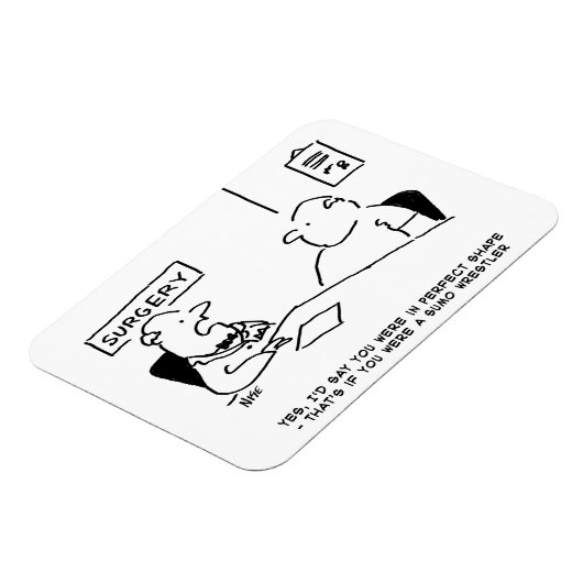 医師と患者の太り過ぎ肥満相撲の漫画 マグネット (左側)
