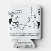 医師と患者の太り過ぎ肥満相撲の漫画 缶クーラー (裏面)