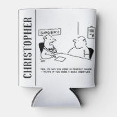 医師と患者の太り過ぎ肥満相撲の漫画 缶クーラー (正面)