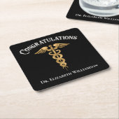 医師のカデューセス氏おめでとう スクエアペーパーコースター (アングル)