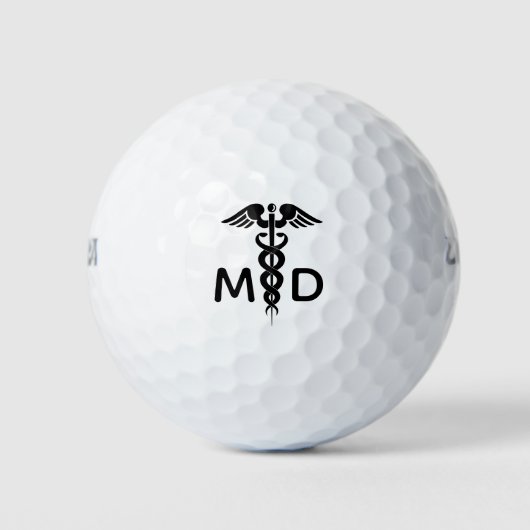 医師のカドゥケウスMDカスタムデザイン ゴルフボール (正面)