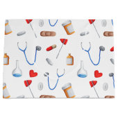 医師の医療機器パターンの卒業 ラージペーパーバッグ (正面)