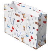 医師の医療機器パターンの卒業 ラージペーパーバッグ (裏面アングル)