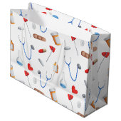 医師の医療機器パターンの卒業 ラージペーパーバッグ (正面アングル)