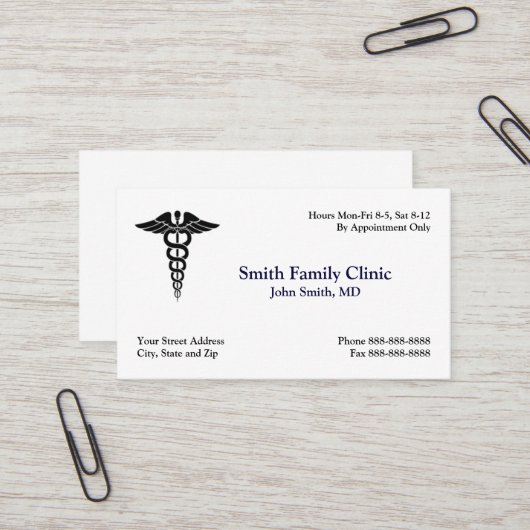 医師の医療記号の名刺 名刺 (正面/裏面インサイチュ)