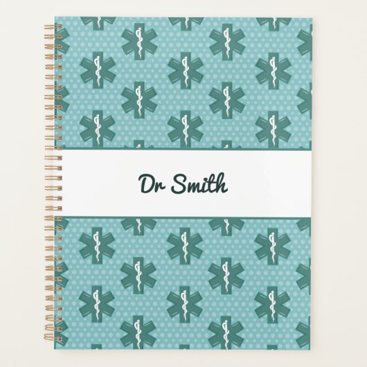医師の名カスタム前の医師のシンボル医療ギフト プランナー手帳 (正面)