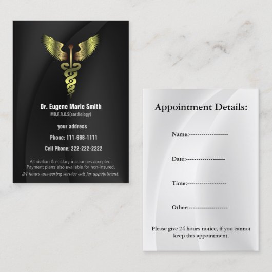 医師の名刺(アポイントメント) 予約カード (正面/裏面)