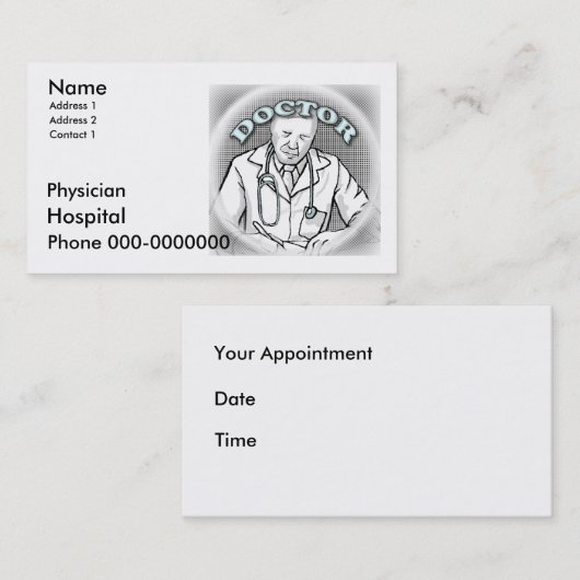 医師の名刺 予約カード (正面/裏面)