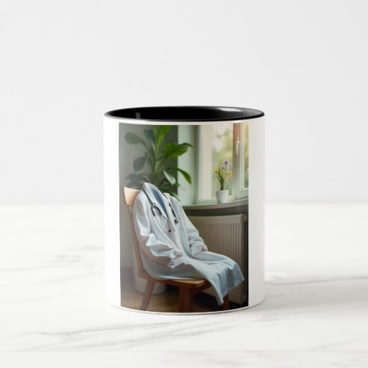医師の必需品:ホワイトコート&聴診器マグ ツートーンマグカップ (中央)