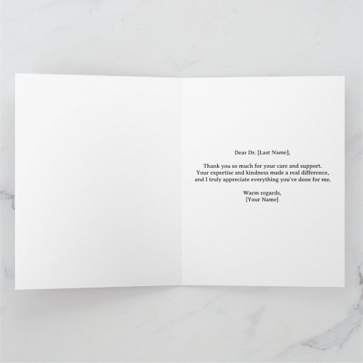 医師の患者さん気にに感謝 カード (内部)