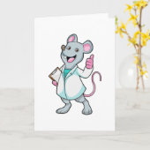 医師の服を着たネズミ カード (黄色い花)