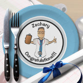 医師の男性医師による卒業式 ペーパープレート