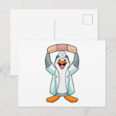 医師の着ぐるみのペンギン（ギプス付き） ポストカード (正面/裏面)