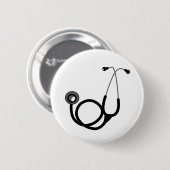 医師の聴診器 缶バッジ (正面&裏面)