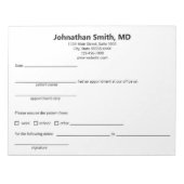 医師の診断書 医療オフィス ブラック ホワイト テンプレート ノートパッド (正面)