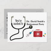 医師の退職の招待 インビテーションポストカード (正面/裏面)