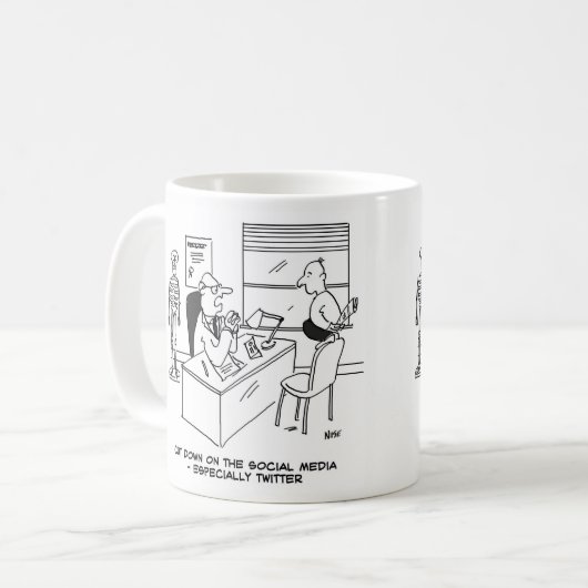 医師は患者にソーシャルメディアをカットするよう忠告する コーヒーマグカップ (正面左)