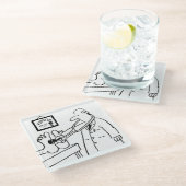 医師は聴診器を足に使う。おもしろい ガラスコースター (アングル)