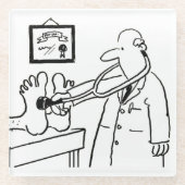 医師は聴診器を足に使う。おもしろい ガラスコースター (正面)