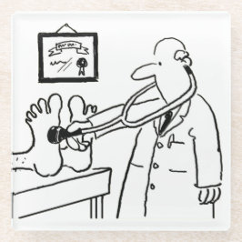 医師は聴診器を足に使う。おもしろい ガラスコースター