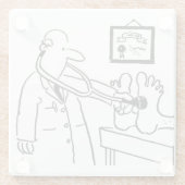 医師は聴診器を足に使う。おもしろい ガラスコースター (裏面)