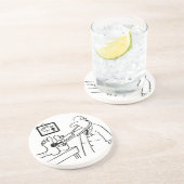 医師は聴診器を足に使う。 コースター (側面)