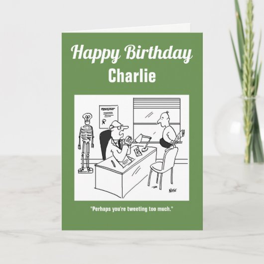 医師は、患者がツイートし過ぎているかもしれないと言う カード (正面)