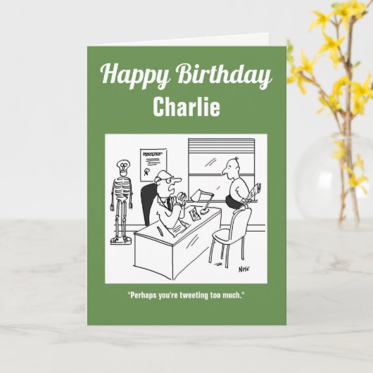 医師は、患者がツイートし過ぎているかもしれないと言う カード (黄色い花)