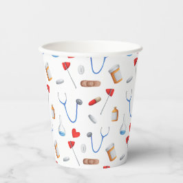 医師またはナース医療機器のパターン 紙コップ