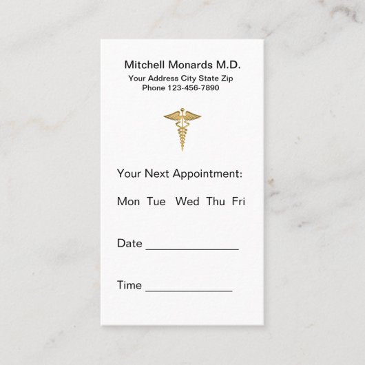 医師アポイントメント予算の一括名刺 予約カード (正面)