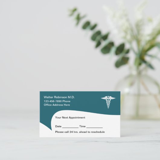 医師オフィスアポイントメント名刺モダン 予約カード (スタンド正面)
