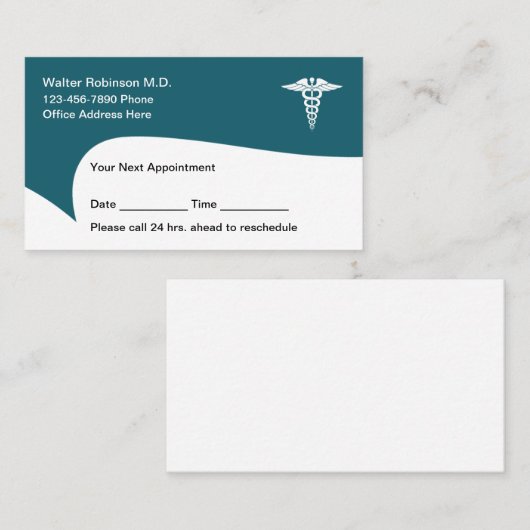 医師オフィスアポイントメント名刺モダン 予約カード (正面/裏面)