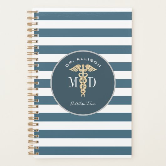 医師カデュセウスダスティブルーパーソナライズされた プランナー手帳 (正面)