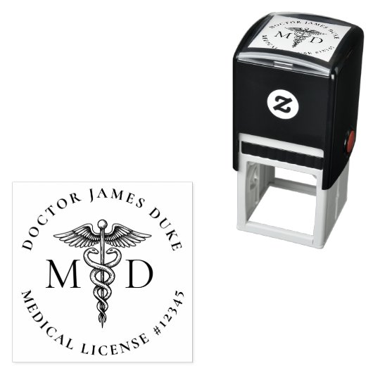 医師ゴム印(カドゥセウス記号付) セルフインキングスタンプ (インサイチュ)