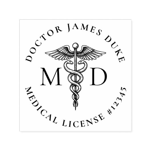 医師ゴム印(カドゥセウス記号付) セルフインキングスタンプ (デザイン)